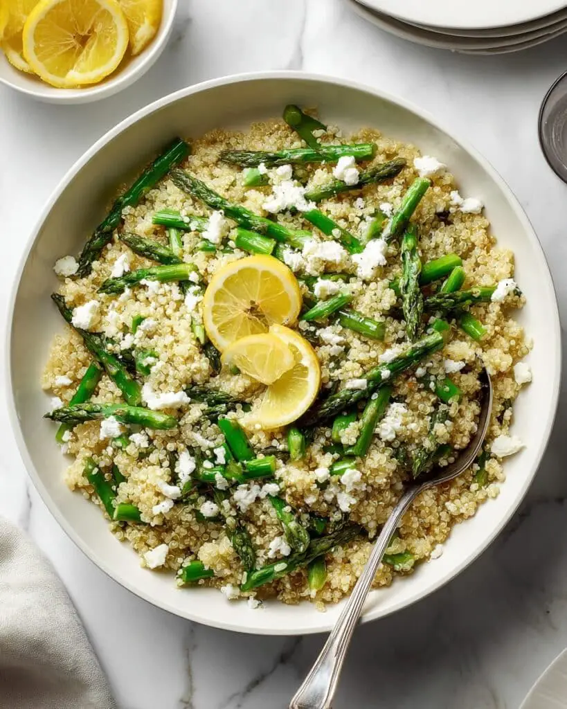 Lemony Asparagus and Quinoa with Feta Cheese Recipe
