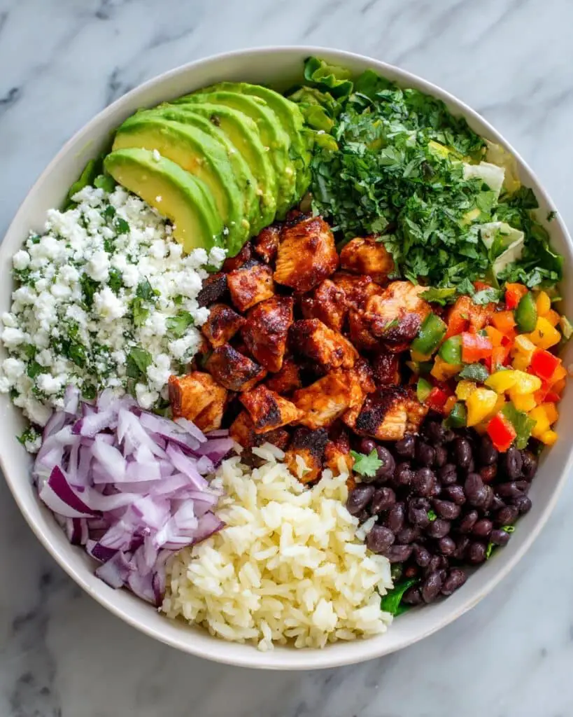 Healthy Burrito Bowl with Black Beans, Corn, and Fresh Vegetables Recipe