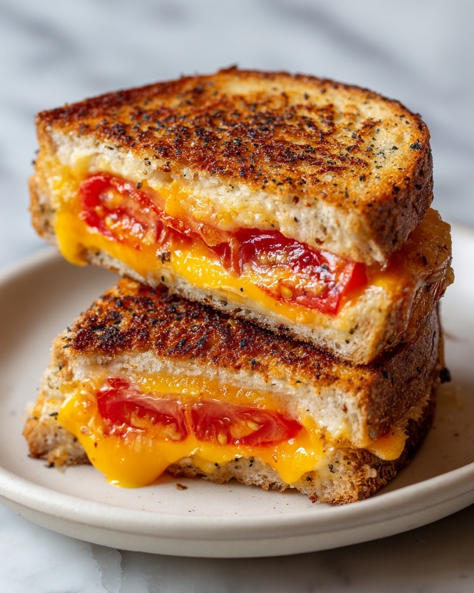 A grilled cheese sandwich cut into two halves sits on a white plate with a white marbled texture beneath. The sandwich has two golden-brown toasted bread slices as the top and bottom layers, sprinkled with green herbs. Inside, a layer of melted white cheese, soft and creamy, covers a slice of reddish-brown ham. On the side of the plate, there is a small black bowl filled with red ketchup, and next to it, a fresh green salad with mixed leafy greens. Some herbs and black pepper are sprinkled lightly on the sandwich and plate. Photo taken with an iphone --ar 4:5 --v 7