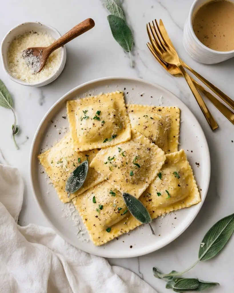 Butternut Squash Ravioli with Sage and Parmesan Recipe