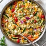 Roasted Vegetable Orzo with Balsamic Dressing and Feta Recipe