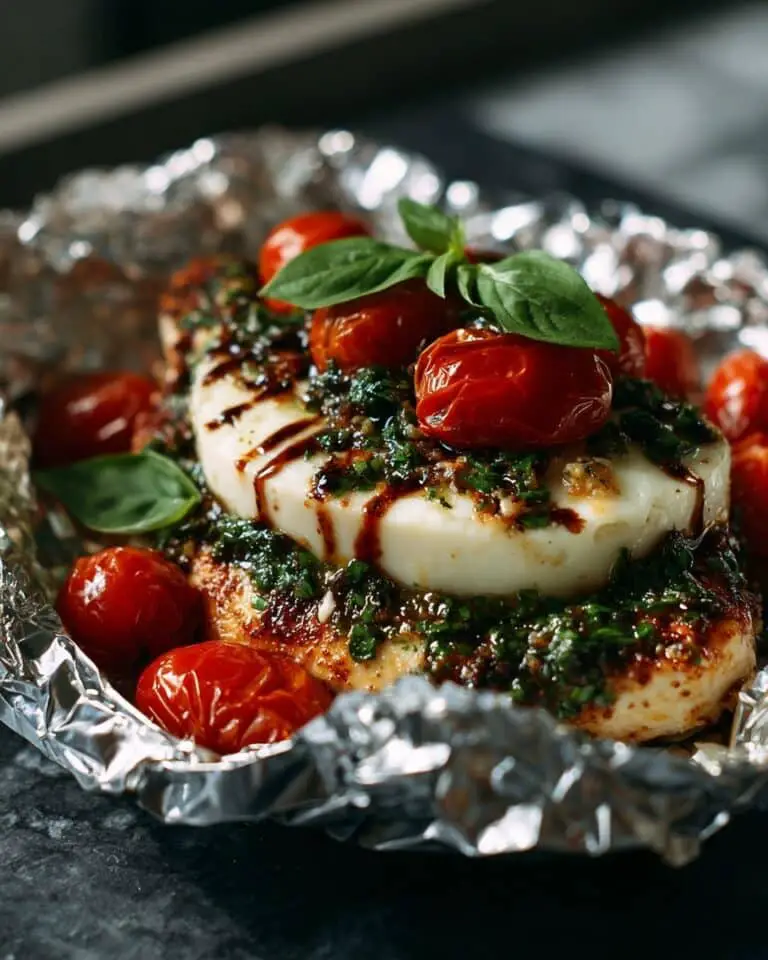 Creamy Caprese Chicken Foil Packs Recipe