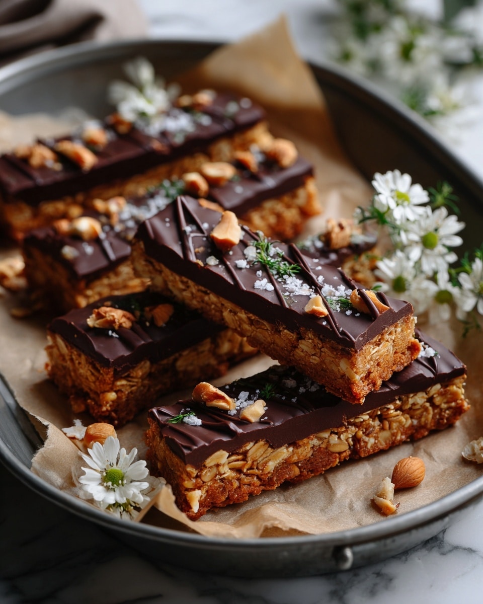 A close-up view of many uneven shaped clusters made with oats and small dark chocolate chips scattered on white parchment paper placed on a white marbled surface. The clusters are light brown with visible oat pieces and dark chocolate dots spread across. On the top left corner, there is a small bunch of pink and white wildflowers lying on the surface. The light falls from the right, casting soft shadows and giving texture to the oat clusters. photo taken with an iphone --ar 4:5 --v 7