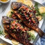 Grilled Branzino with Tomato-Olive Salsa Recipe