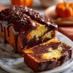 Vegan Pumpkin Marble Cake with Chocolate Ganache Recipe