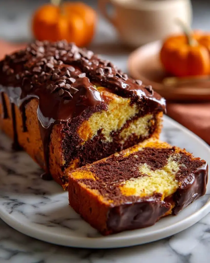 Vegan Pumpkin Marble Cake with Chocolate Ganache Recipe