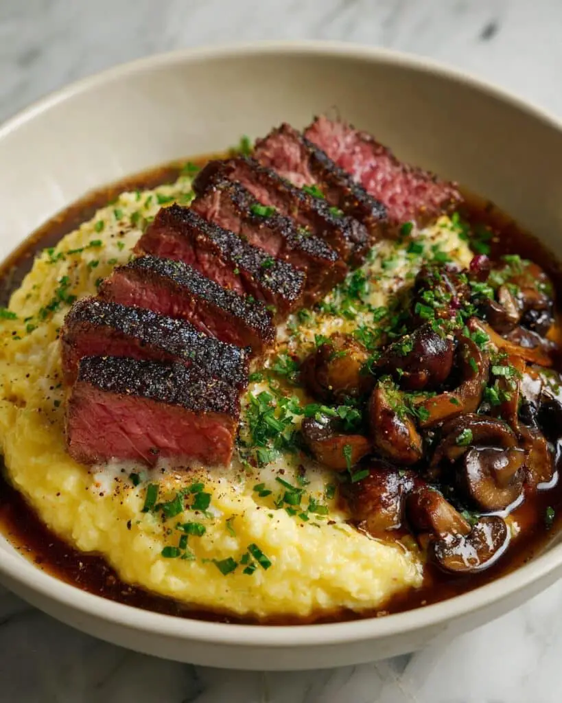 Beef Steak with Mushroom Mash Recipe