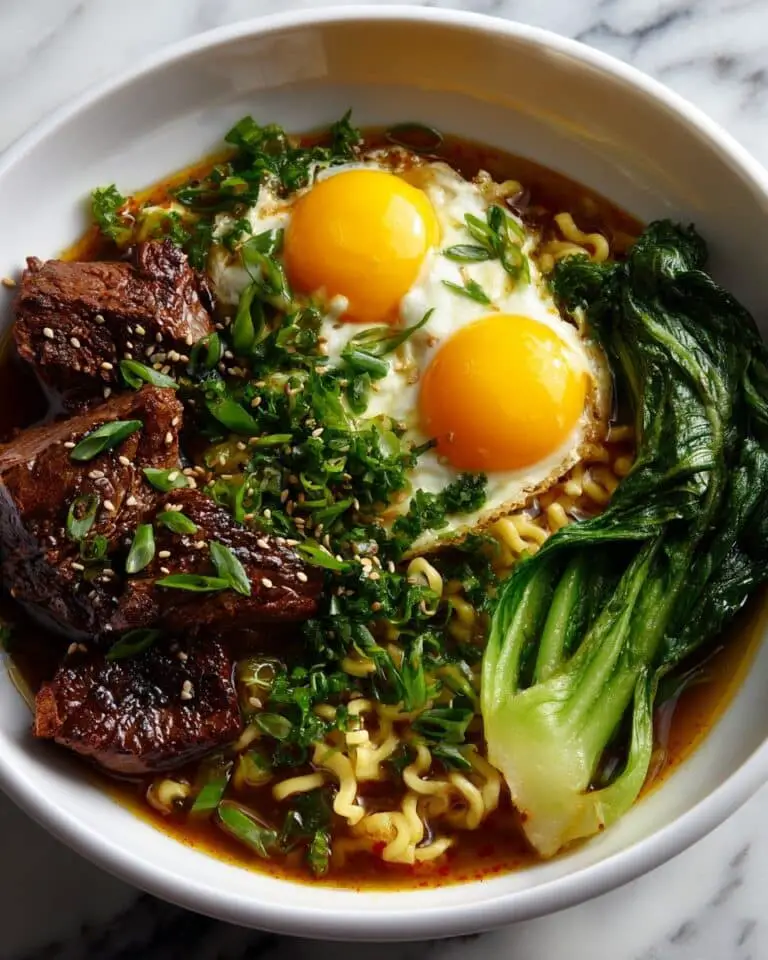 Beef Ramen Bowl with Fried Eggs Recipe