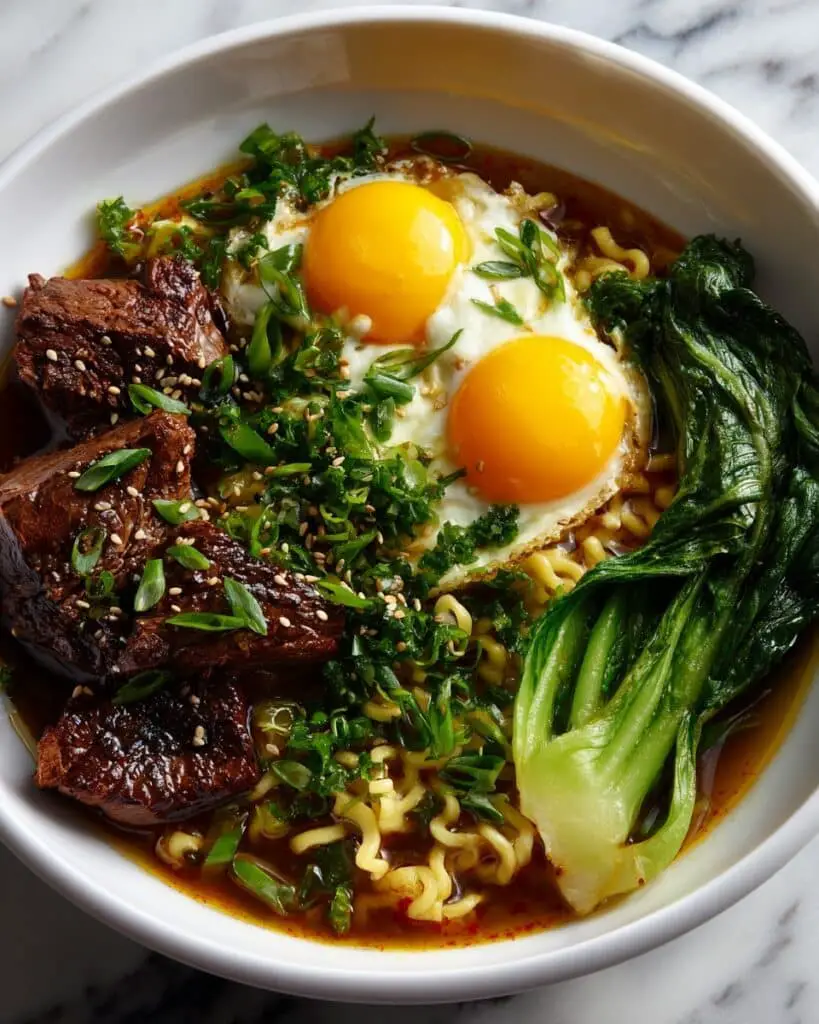 Beef Ramen Bowl with Fried Eggs Recipe