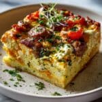Cheesy Egg Bake with Sausage and Peppers Recipe