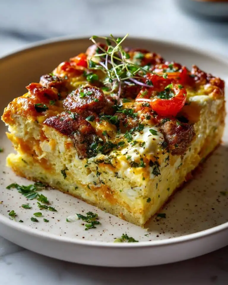 Cheesy Egg Bake with Sausage and Peppers Recipe