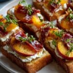 Peach Burrata Parmesan Crostini with Hot Honey Recipe