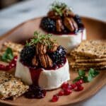 Baked Brie with Blackberry Compote and Spicy Candied Pecans Recipe