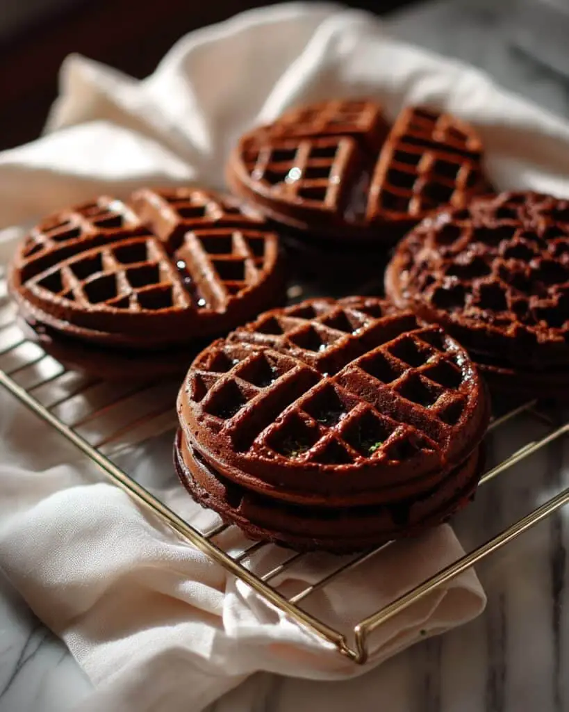 Dark Chocolate Waffle Cake with Mascarpone Whipped Cream Recipe