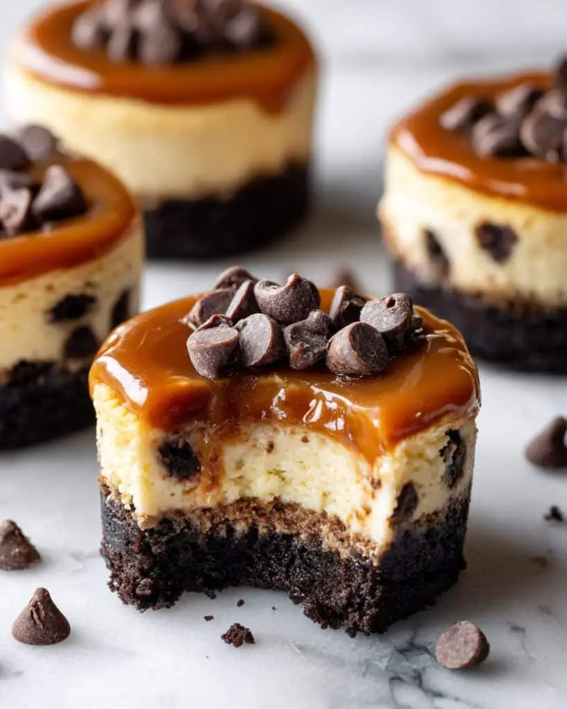 Salted Caramel Chocolate Chip Cheesecakes Recipe