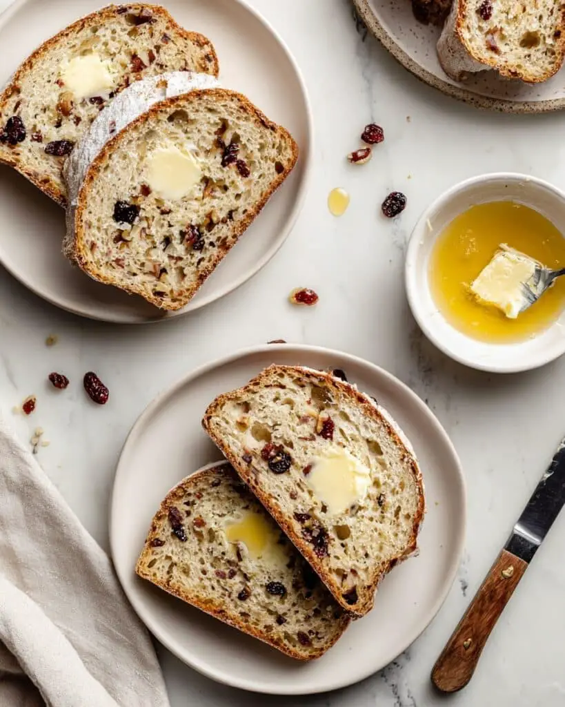 Crusty Cranberry Nut No Knead Bread Recipe