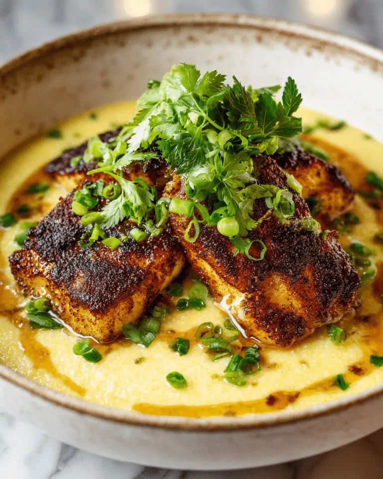 Blackened Catfish with Creamy Gouda Grits and Cajun Cream Sauce Recipe