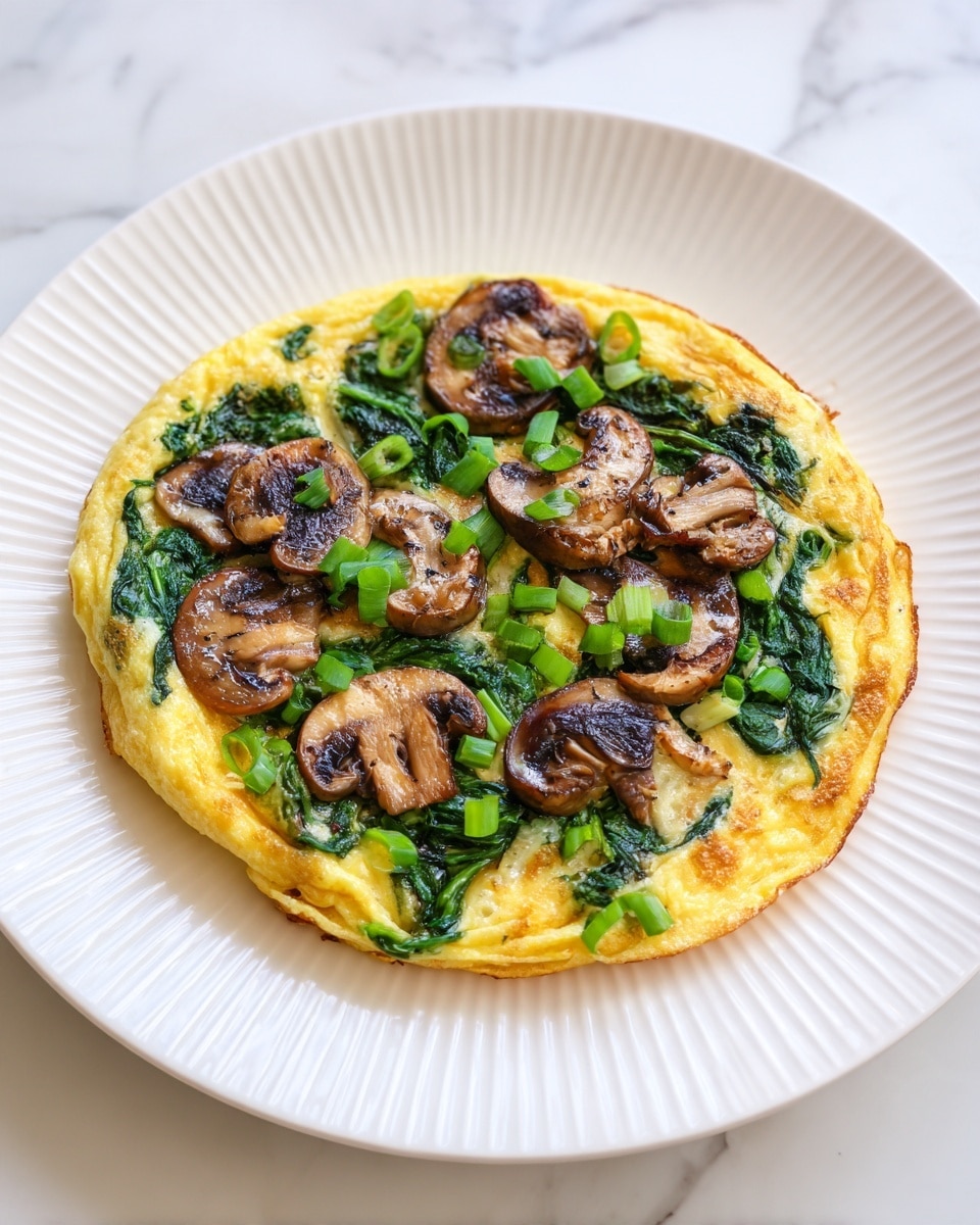 A top view shows several ingredients arranged neatly on a white marbled surface. In the top left, there is a bowl filled with fresh, bright green spinach leaves with visible veins and a slightly shiny texture. To the right of the spinach bowl, there is a small cluster of whole brown mushrooms with textured caps and white stems, scattered loosely across the surface. Below the mushrooms is a gray carton holding nine smooth, brown eggs in two rows, with one extra brown egg placed outside the carton near the bottom center. To the left of the eggs, there is a small white bowl with a wooden outer layer containing some fresh milk. Below the milk, a light-colored ceramic plate holds a block of pale yellow butter with some soft shavings on top. The whole scene is well lit, showing natural colors and soft shadows. Photo taken with an iphone --ar 4:5 --v 7