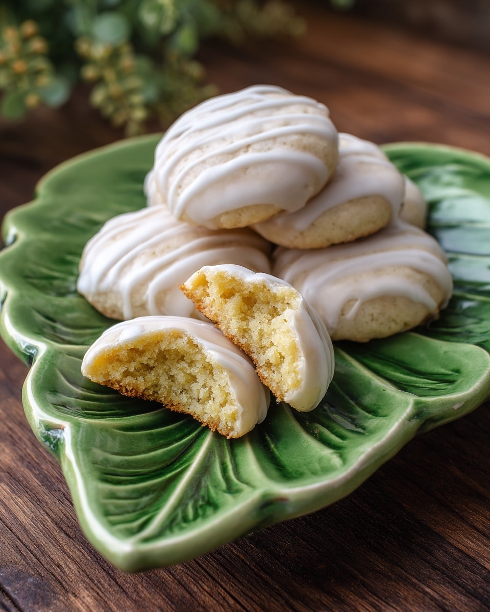A white plate holds eight round cookies covered in smooth, white icing with a slightly shiny finish. One cookie is placed at the front with a large bite taken out, showing a soft, pale yellow inside with a crumbly texture. The plate sits on a white marbled surface. The cookies look soft and thick with gentle folds on top from the icing, and the lighting highlights their smooth, even coating. photo taken with an iphone --ar 4:5 --v 7