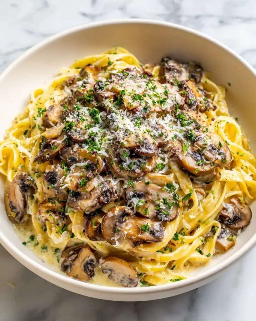Garlic Butter Mushroom Linguine Recipe