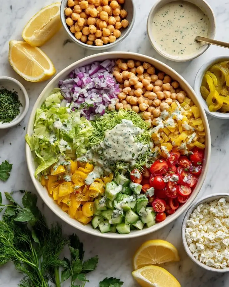 Mediterranean Chopped Salad with Creamy Feta Dill Dressing Recipe