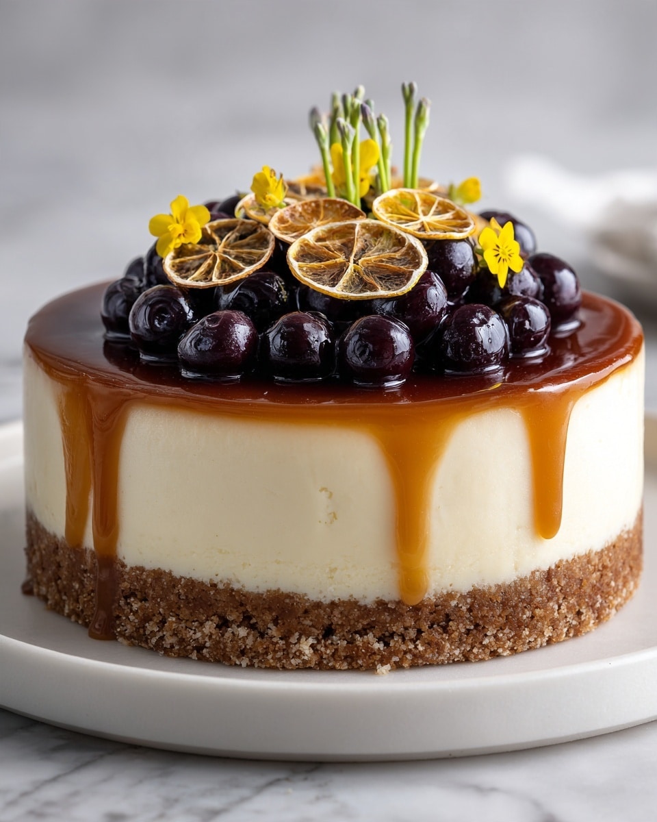 Lemon Blueberry Ricotta Cheesecake with Lemon Zest and Vanilla Wafer Crust Recipe
