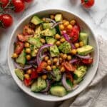 Healthy Chickpea Salad with Avocado, Tomato, and Cucumber Recipe