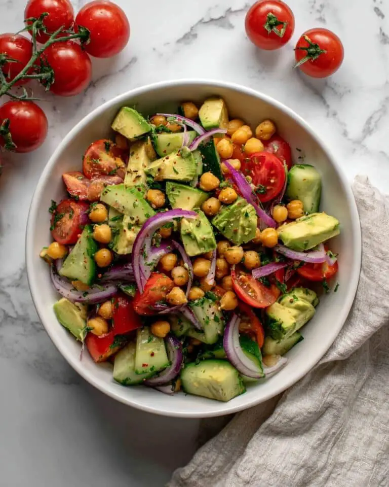 Healthy Chickpea Salad with Avocado, Tomato, and Cucumber Recipe