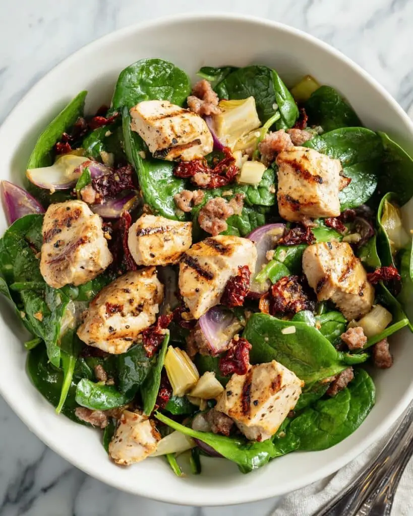 Italian Chicken and Spinach Salad with Artichokes Recipe