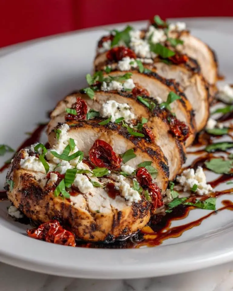 Sweet & Tangy Balsamic Chicken with Goat Cheese & Basil Recipe