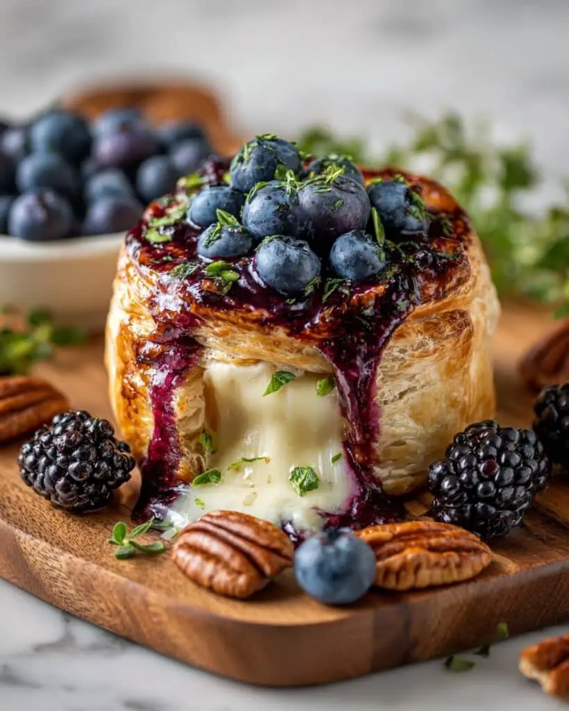 Baked Brie with Blackberries, Blueberries, and Pecans Recipe
