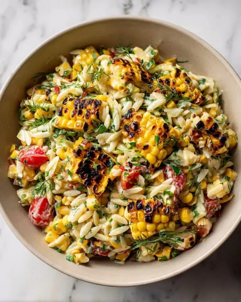 Charred Corn Orzo Salad with Scallion Dill Dressing Recipe
