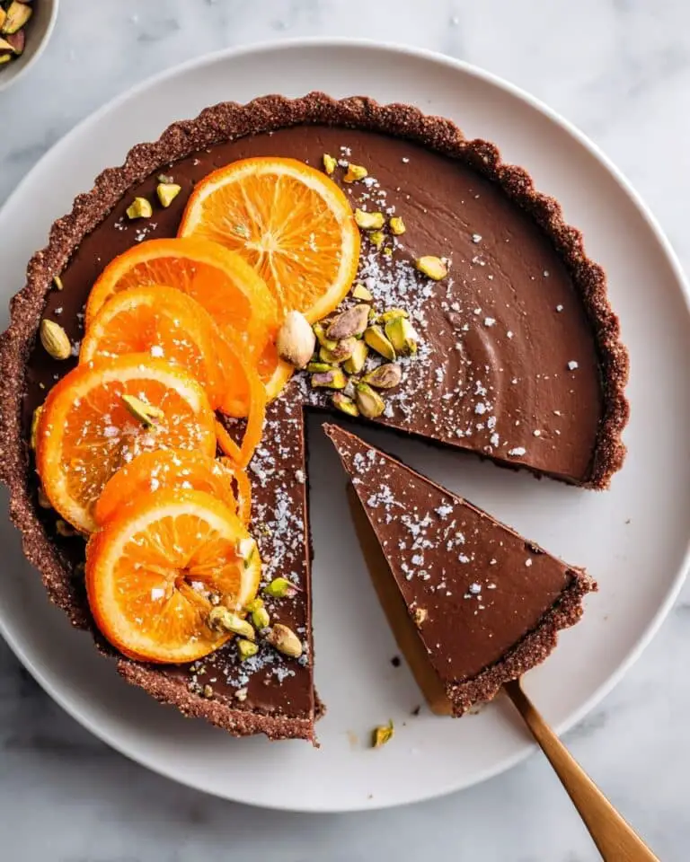 Chocolate Tart with Orange Marmalade and Pistachios Recipe