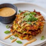 Savory Cabbage & Carrot Pancakes with Spicy Mayo Recipe
